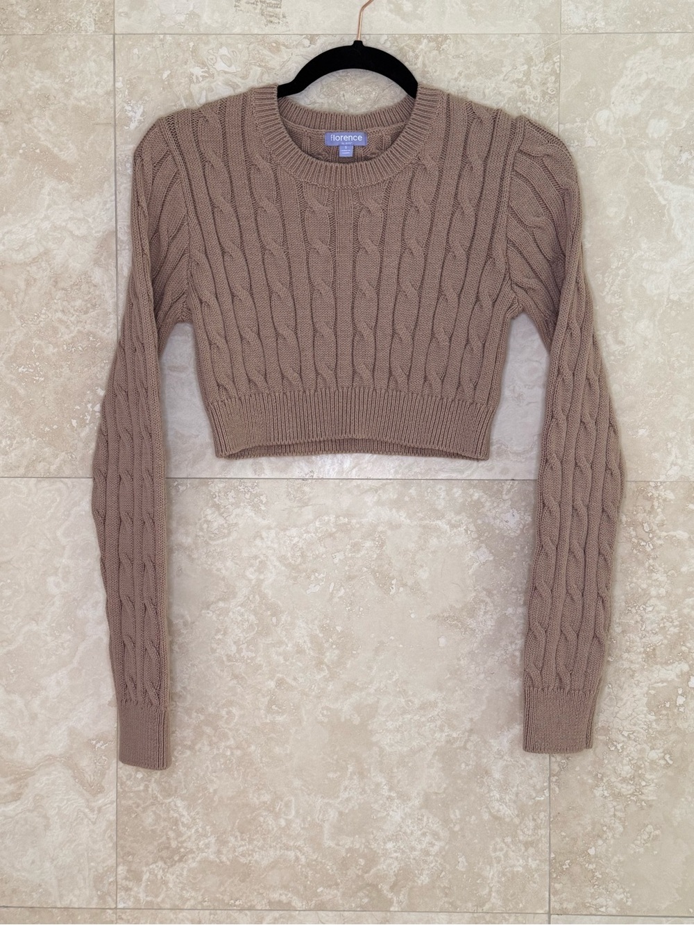 Florence by Mills Barre Cropped Cable Knit Sweater (Size S)